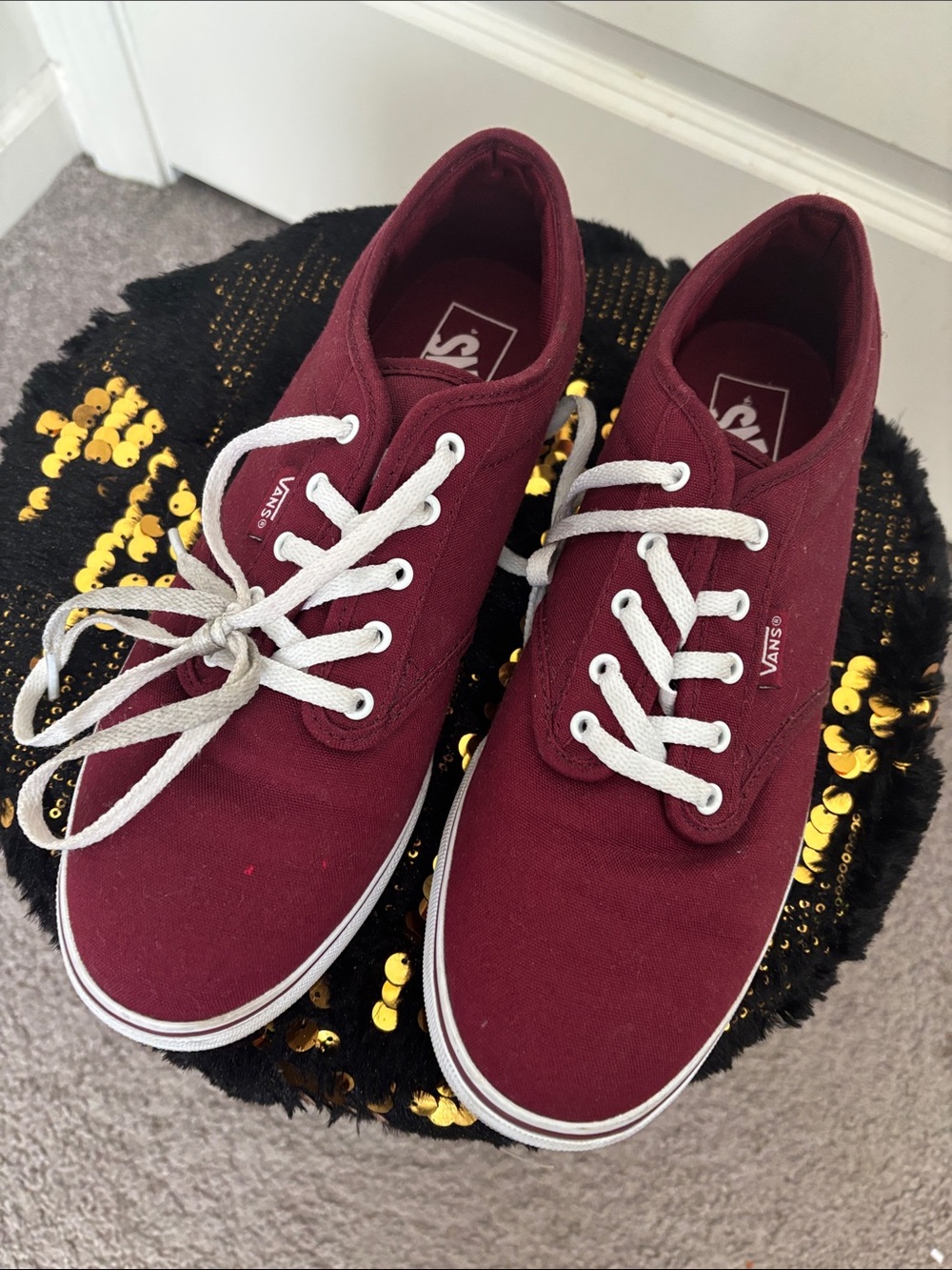 Vans Canvas Sneakers - Burgundy with White Laces